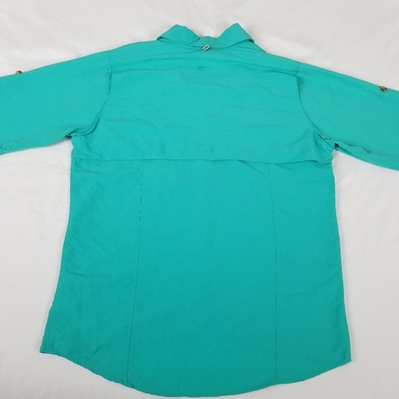 Sportswear Button Down Shirt Men Size S Fish Gear Outdoor Magellan Turquoise - Picture 9 of 12